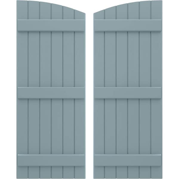 Ekena Millwork Americraft 6-Board (3 Batten) Wood Joined Board-n-Batten Shutters w/Ellipt Top, ARW401BE621X77SBH, PR ARW401BE621X77SBH - main